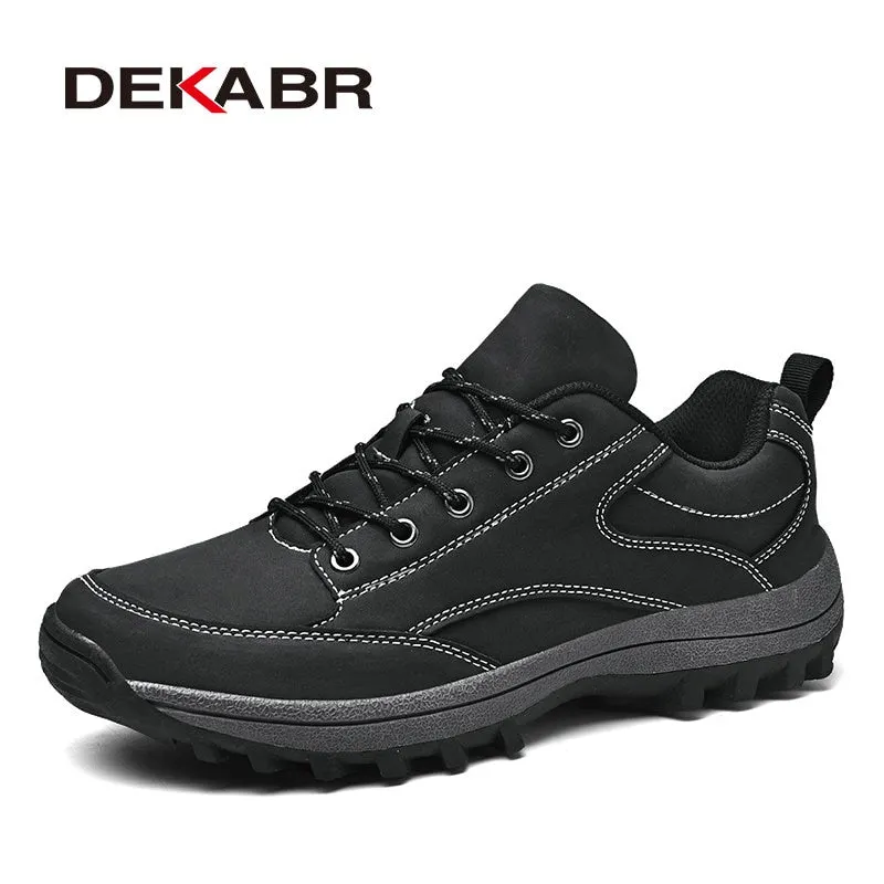 DEKABR Size 39~48 Split Leather Men Boots Autumn Winter Waterproof Non-slip Work Shoes High Quality Sneakers Lace-up Ankle Boots