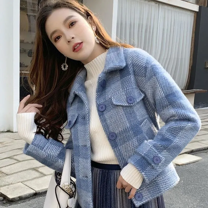 Casual Mink Like Coat 2021 New Korean Women's Top Small Autumn And Winter Foreign Style Short Cardigan