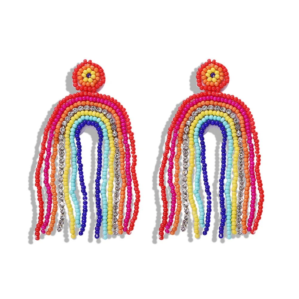 Dvacaman Bohemian Cute Fashion Animal Parrot Bird Drop Earrings Women Shiny Rhinestone Fringed Statement Tassel Earrings Jewelry