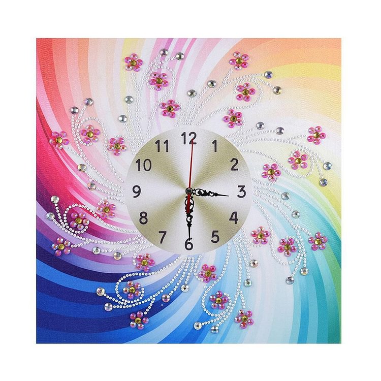 DIY Special Shaped Diamond Painting Pearls Floral Wall Clock Crafts Décor