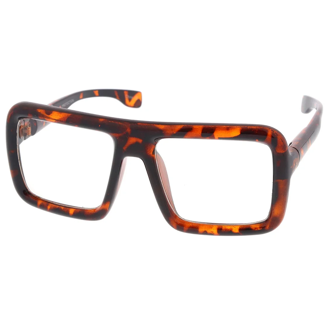 Oversize Bold Thick Frame Clear Lens Square Eyeglasses 58mm