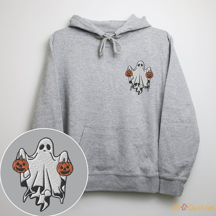 TOSCUSTOM™ Ghost And Pumpkin Halloween Costume Embroidery Halloween Hoodie