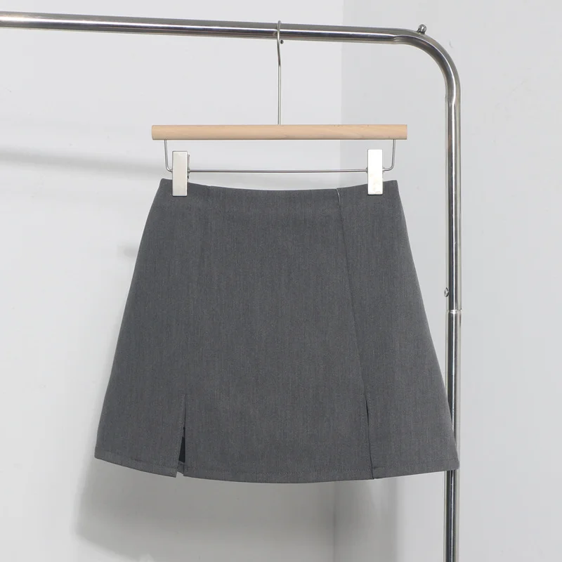 Uveng The Quality Is Very Good Short Small Open Fork Half-Dress Trousers Female Commute High-Waist Temperament Thin A-Character Suit Skirt 6018