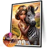 Zebra Mädchen - runder Bohrer Diamantmalerei - 30*40cm