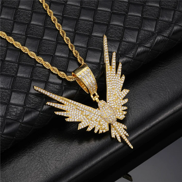 Iced Out Eagle Wing Pendant Hip Hop Necklace