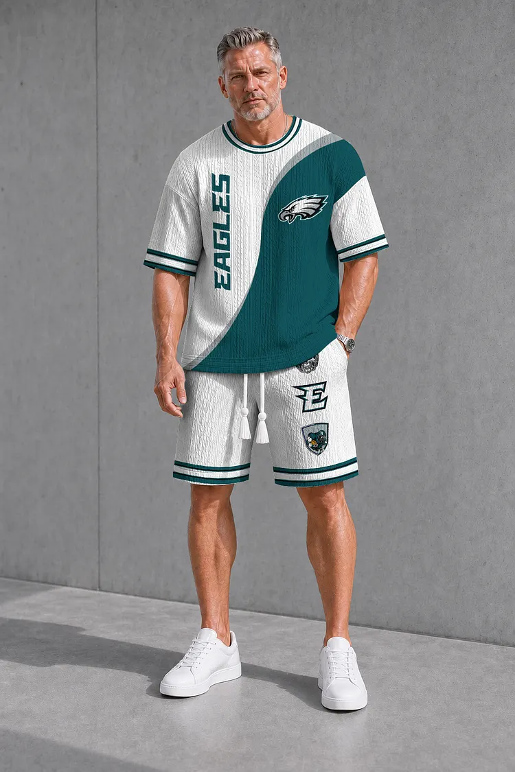 Philadelphia Eagles Men&rsquo;s Jacquard Cable-Knit Tee & Shorts Set