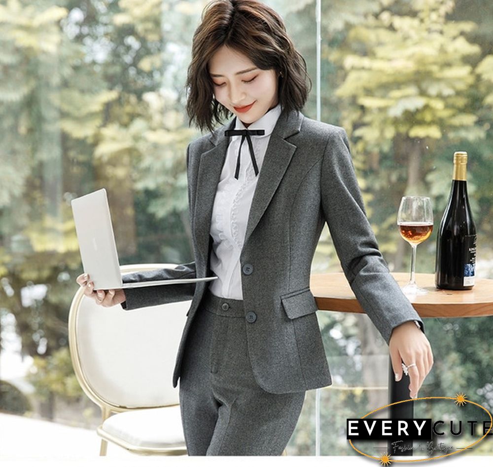 S-4Xl New Fashion 2 Piece Set Women Pantsuits Slim Work Wear Office Ladies Long Sleeve Blazer And Pants Outfits Pant Suits
