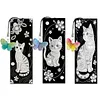 3Pcs DIY Pearl Painting Kitten Bookmark with Butterfly Pendant Home Office Supplies Gift for Book Lovers