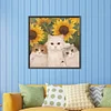 Diamond Painting -DIY Round Partial AB Drill Sunflowers Cat(45x45cm)