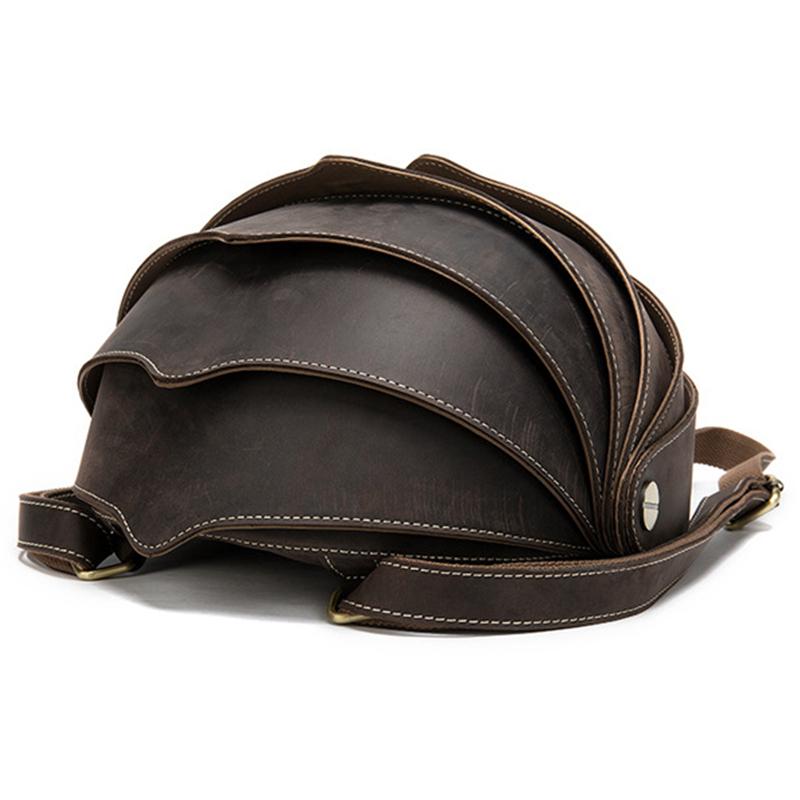 Cool Retro Beetle Shaped Genuine Leather Handmade  Flap Cover Rucksack