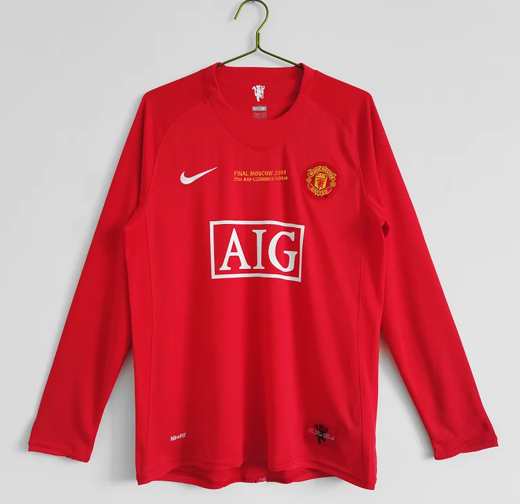 2007/08 Retro Long Sleeve Manchester United Home Jersey Champions League Edition