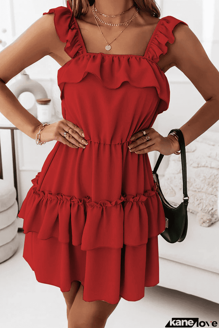 Ruffles Off the Shoulder Cake Skirt Dresses