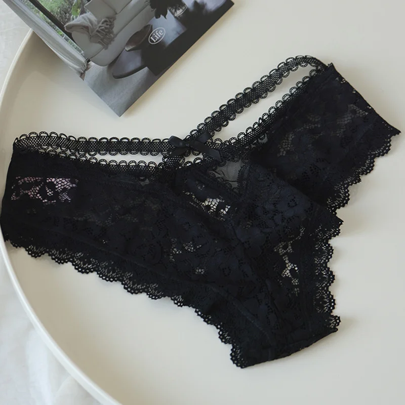 Brownm Brownm Lace Thong Women Cotton T-Shirt Cut-Out Low-Waisted Bow Cross Peach Ass Trousers