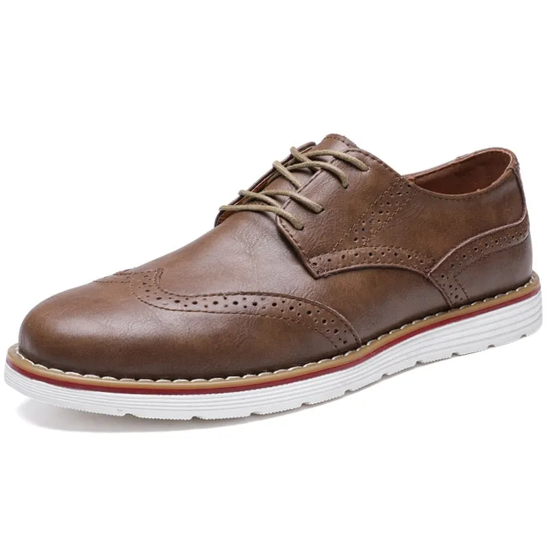 Genuine Leather Men Casual Shoes Luxury Party Dress Shoes Men Oxfords Shoes British Trendy Brogue Shoes Lace-up Plus Size 38-48