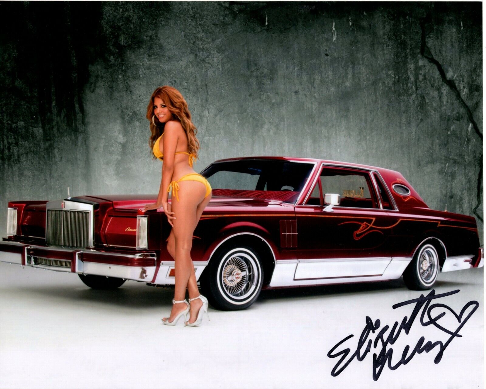 ELIZABETH VELASQUEZ signed 8x10 SEXY BIKINI LINCOLN CONTINENTAL Photo Poster painting