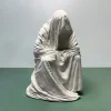 Ghost wizard grim reaper robe cloak plaster statue, Halloween decoration, home decoration, Nordic statue art