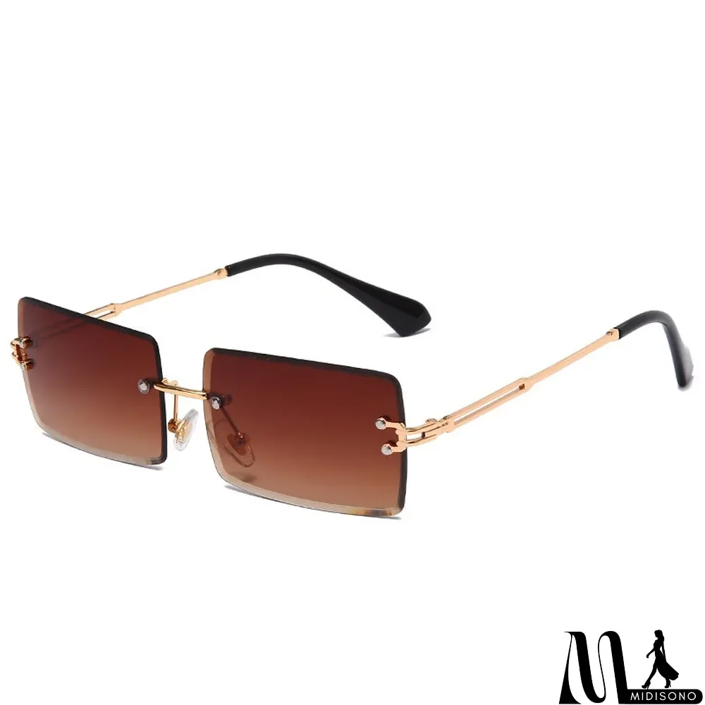 MidiSono - Women Rimless Metal Square Sunglasses
