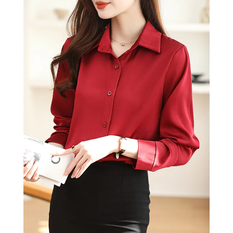 Athvotar Athvotar And Autumn 2025 New Advanced Sensational Anti-Floored Wrinkled-Faced Shirt For Women's French Leisure Career Commuting Shirt