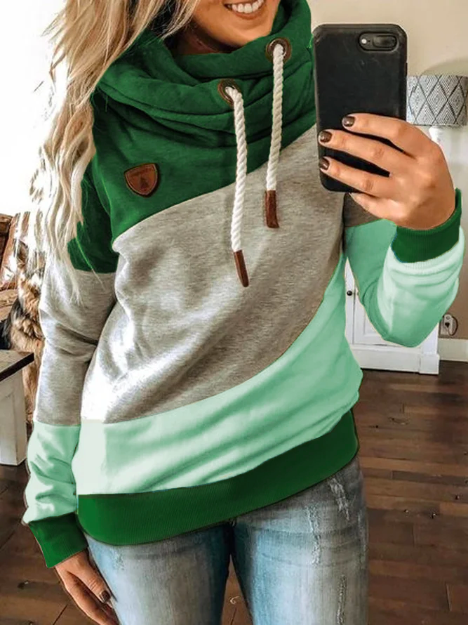 Green Long Sleeve Shift Sweatshirts
