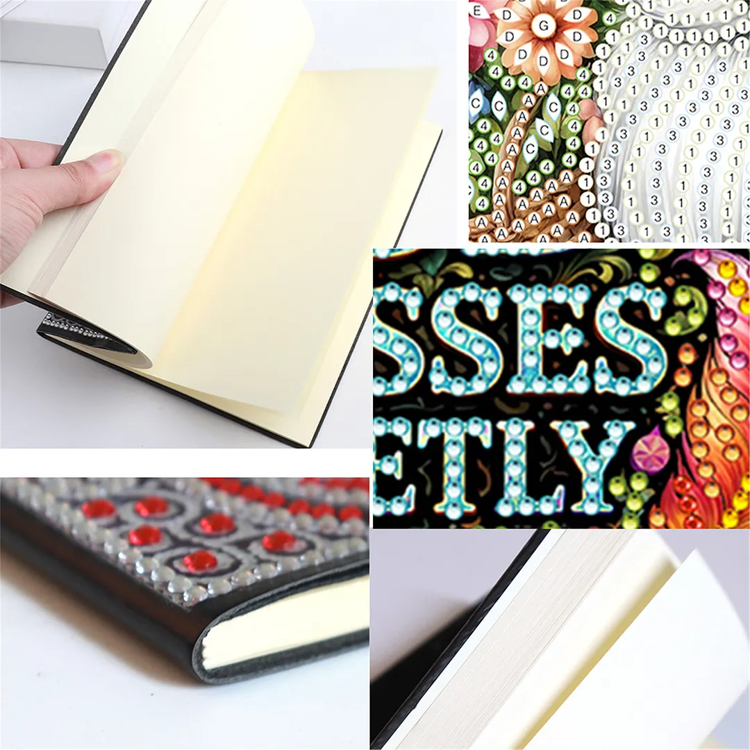 DIY Flower Diamond Painting Journals Notebooks 50 Pages A5 No Lines Special Shaped Diamond Art Kits for Beginners Craft Lovers and Artists (God Bless Quietly)