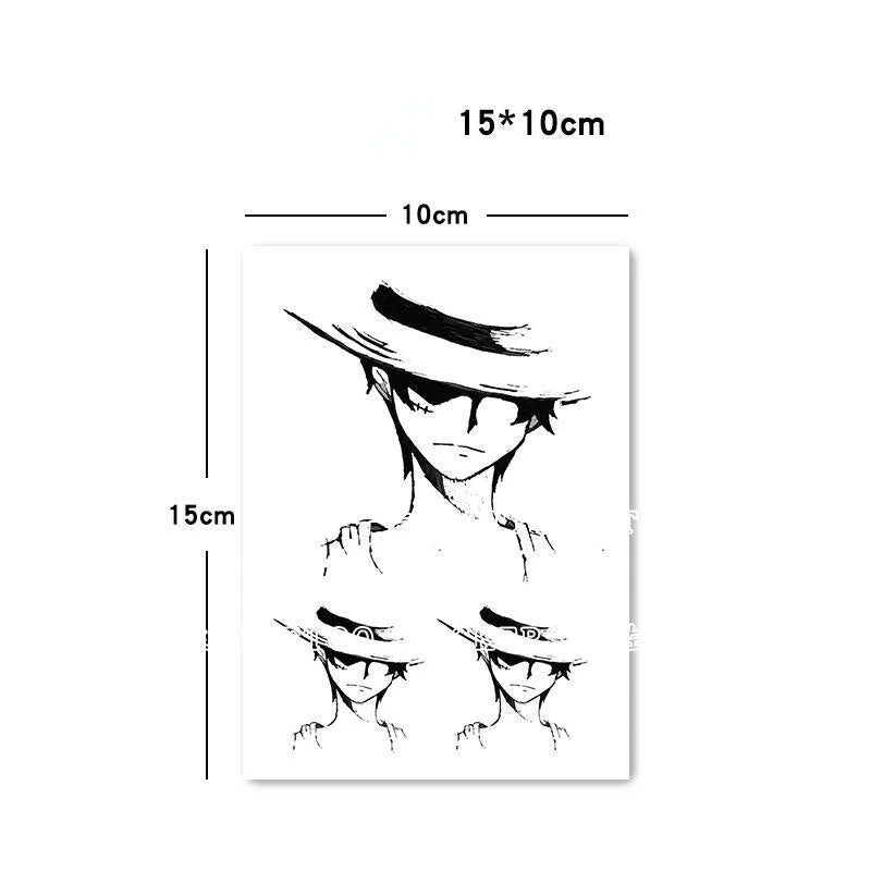 New Ace Luffy White Beard Zoro Temporary Fake Tattoo Stickers Waterproof Men and Women Long-lasting Flower Arm Tattoos