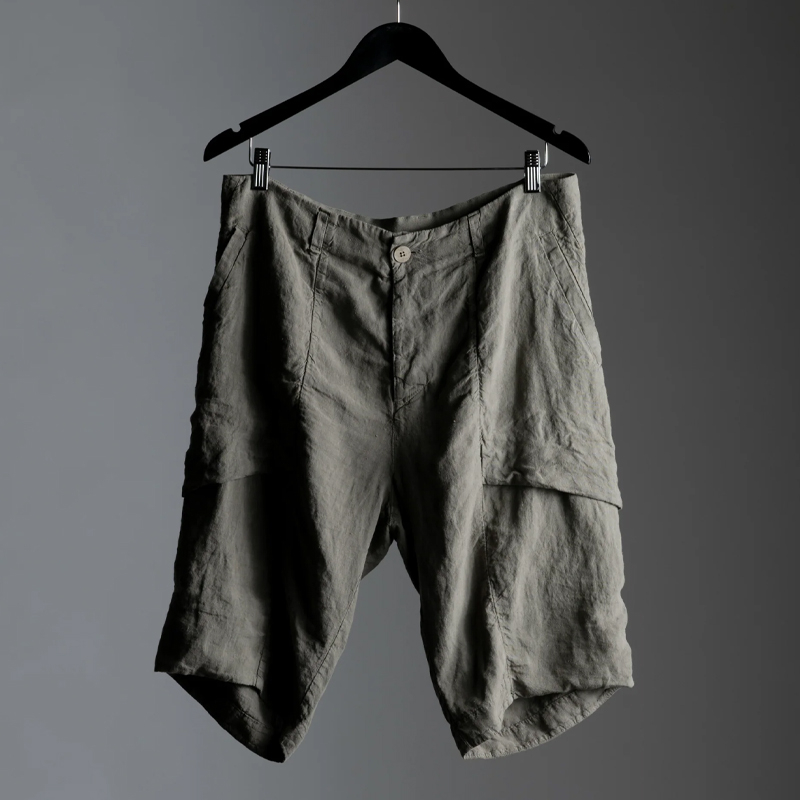Men's Classic Olive Linen Bermuda Shorts