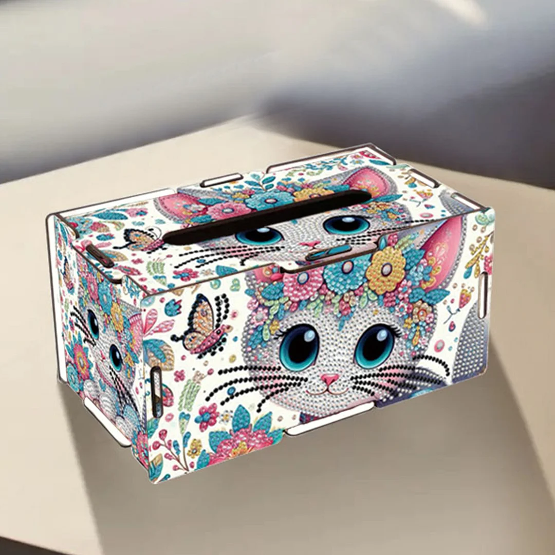 Wooden Diamond Painting Tissue Box for Home and Office Decoration(CZH001)