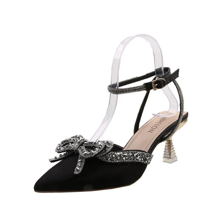 Yyvonne Sandals Women's Fine Heel Tip 2025 Summer New Bag Head Casual Wine Glass And A Word Buckle With Sandals Woman