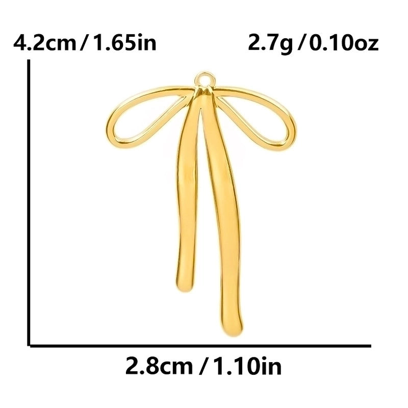 5 Pieces 28*20mm 28*42mm 33*29mm 304 Stainless Steel 18K Gold Plated Bow Knot Polished Pendant