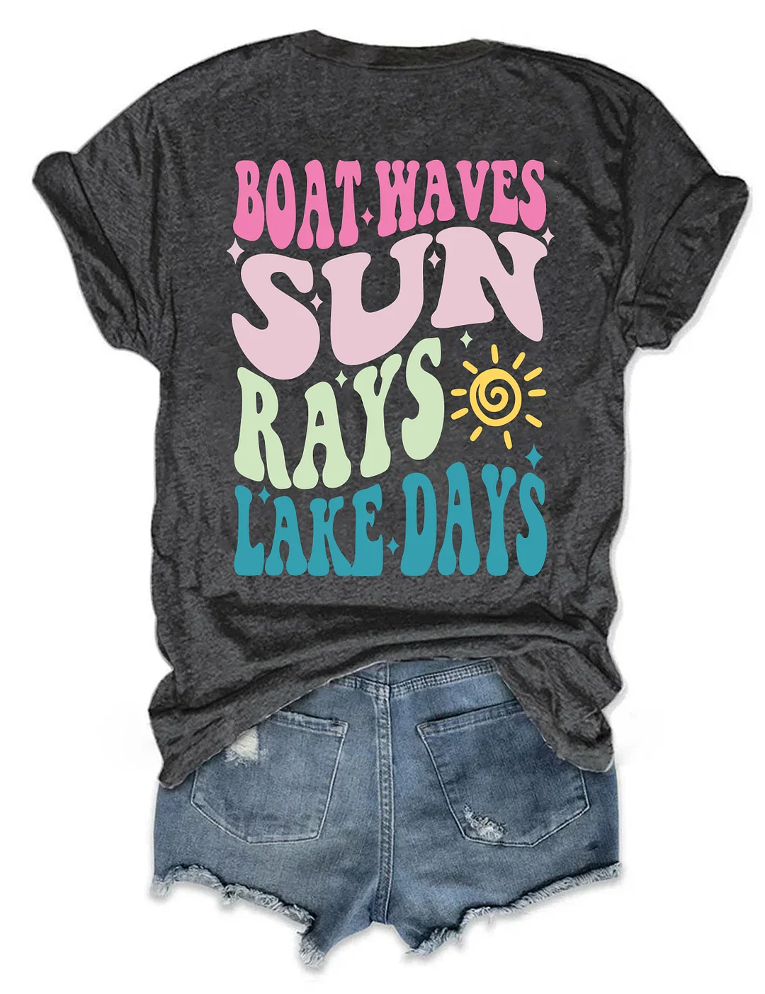Boat Waves Sun Rays Lake Days T-shirt