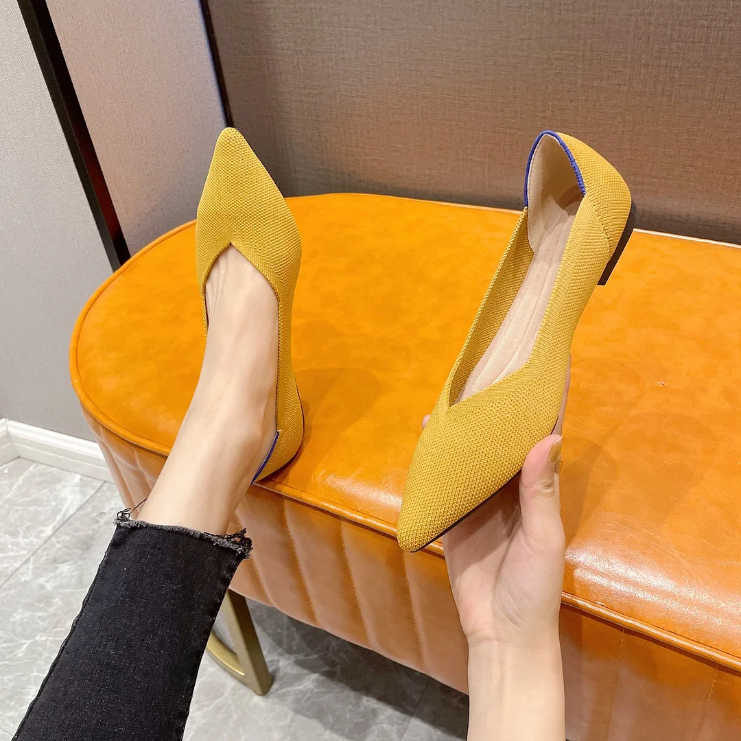 Pointed-Toe V-Cut Flats