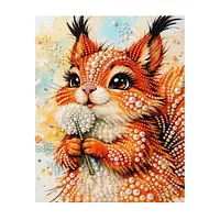 White Flower Squirrel - Pearls Painting