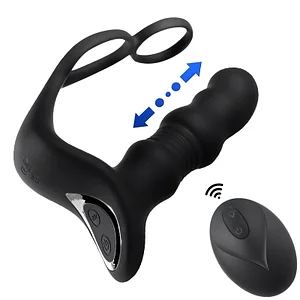 Carlovic Remote Control Thrusting Vibrating Cock Rings With Prostate Massager