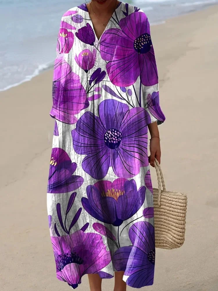 Women's Spring Floral Art Print Dress
