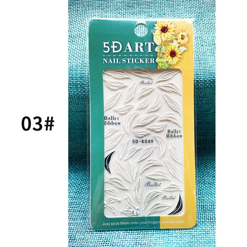 5D Winter Christmas Embossed Manicures Stickers Nail Art Decoration Bird Snowflakes Festive Design Xmas Decals For Manicuring