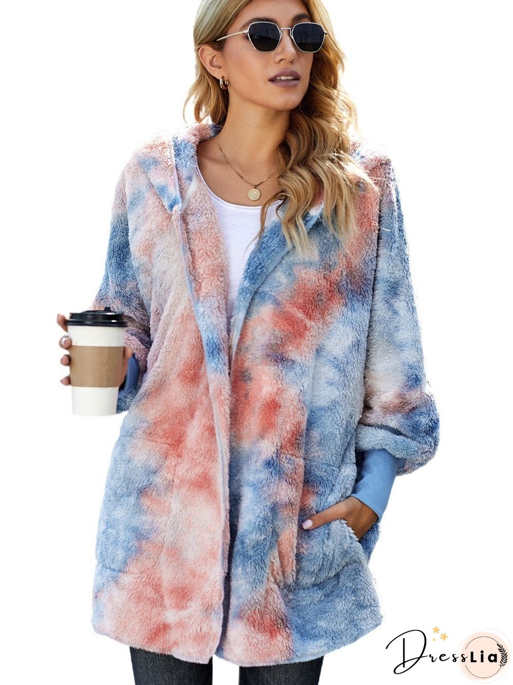Cozy Tie-Dye Fleece Jacket for Women