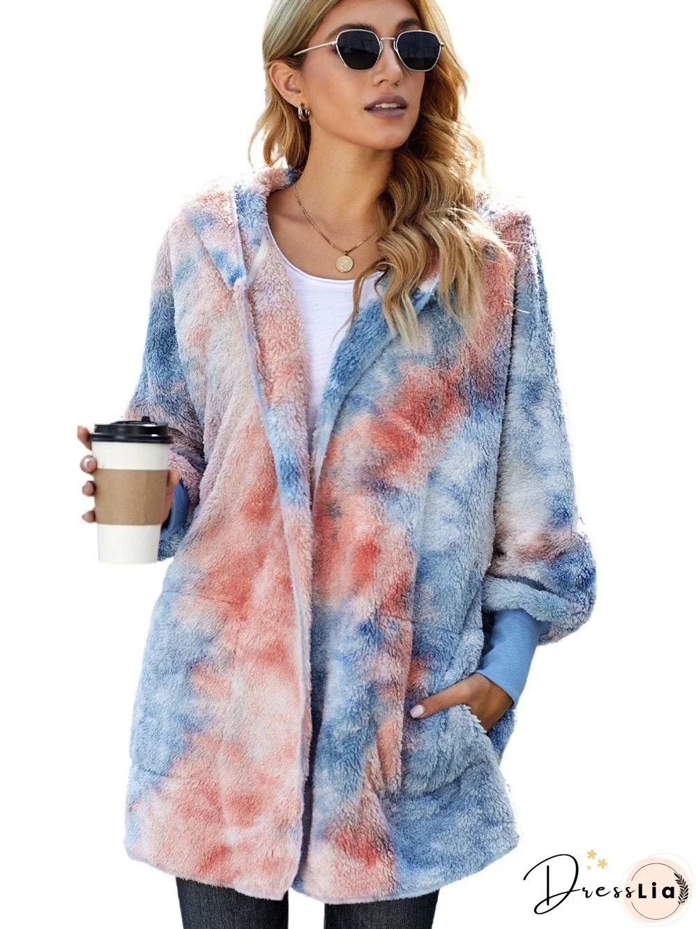 Cozy Tie-Dye Fleece Jacket for Women