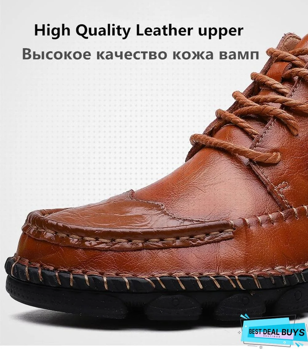 Cow Split Leather Men Boots Comfortable Boots Men Footwear Rubber Ankle Boots Men's Shoes