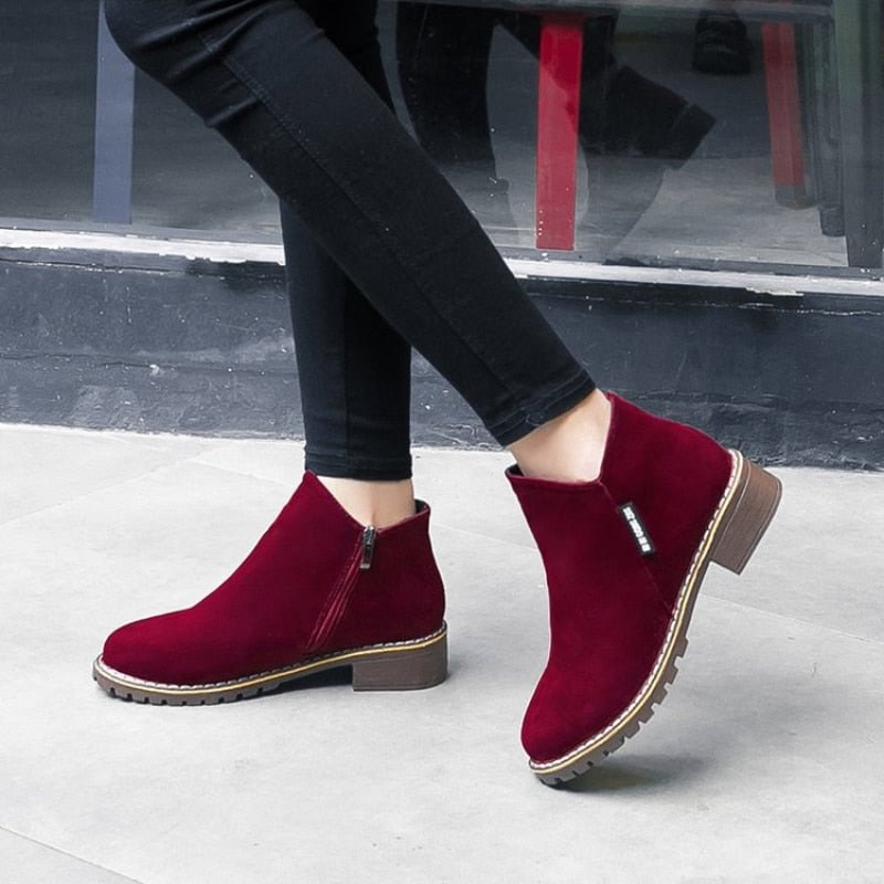 Women Martin Chelsea Boots Pointed Toe Square Heel Platform