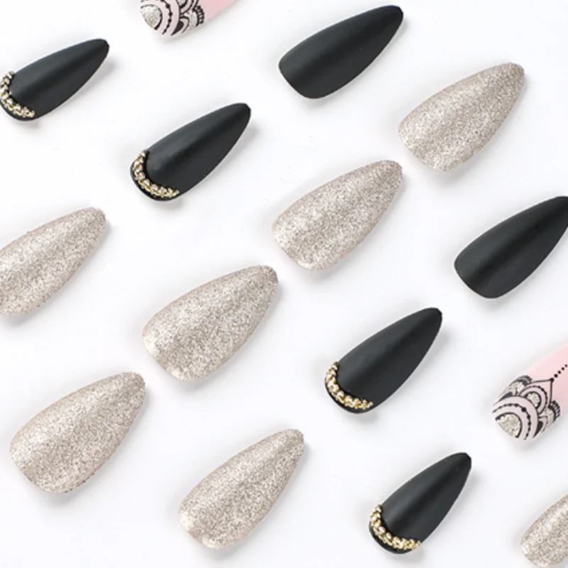 Churchf And White Simple Nail Wear Nail Nail Patch Geometric Nail Patch False Nail