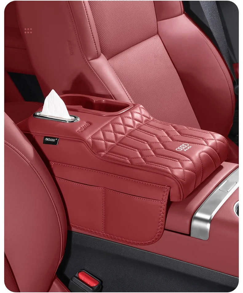 Multifunctional car armrest box with cup holder tissue box