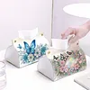 DIY PU Diamond Painting Tissue Box Kit Desktop Tissue Holder with Rhinestone Diamond Desk Decorative Tissue Box for Adults Desktop Storage Organizer (Love)