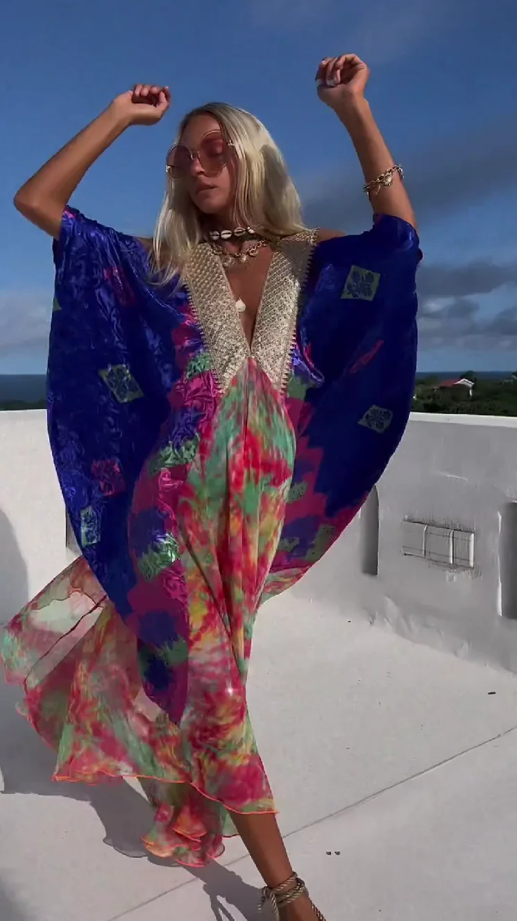 Bohemian Vacation Printed Kaftan Dress f2ae