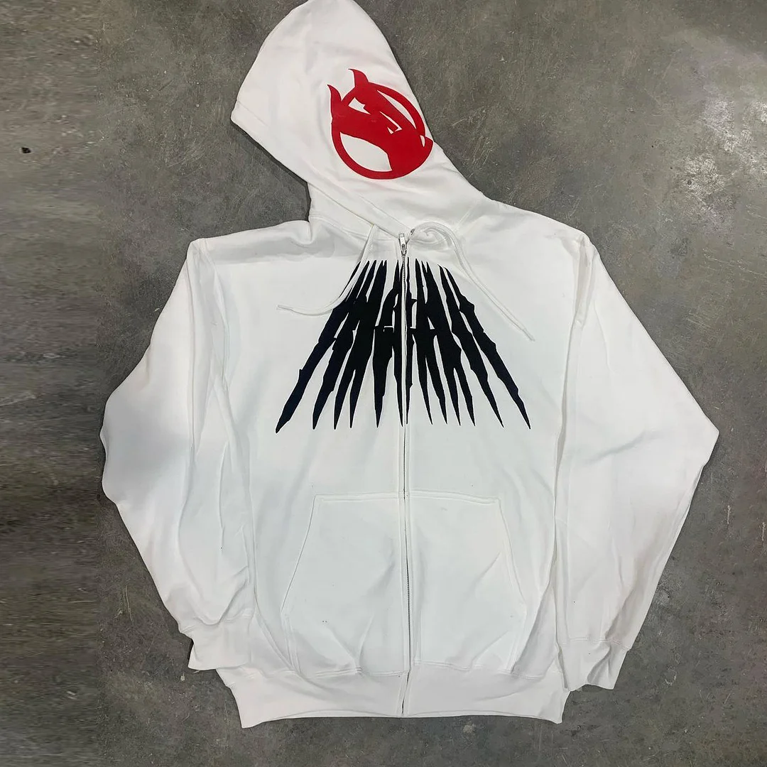 Vintage Print Fashion Street Long Sleeve Hoodie