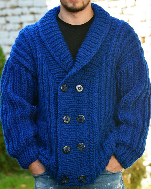 Men's Contrast Color Wool Jacket 002
