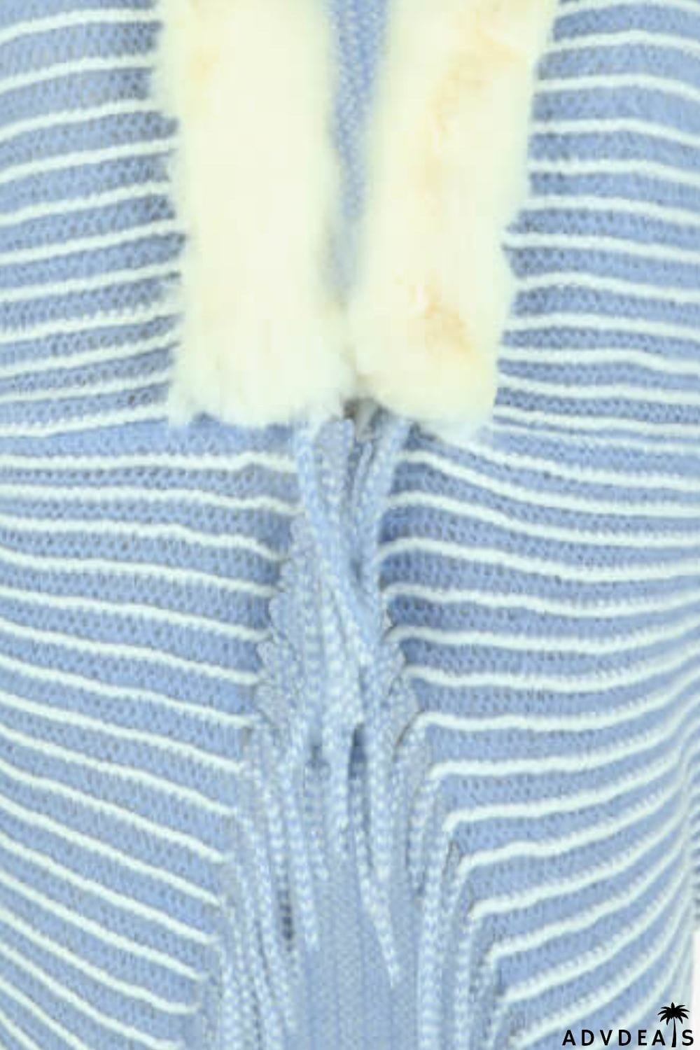 Striped Open Front Fringe Poncho