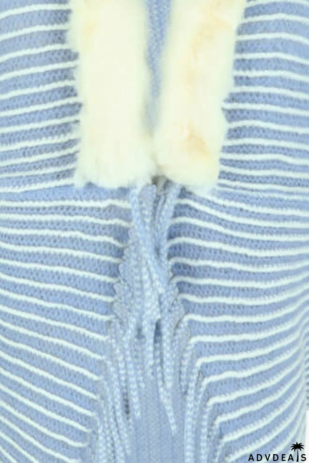 Striped Open Front Fringe Poncho