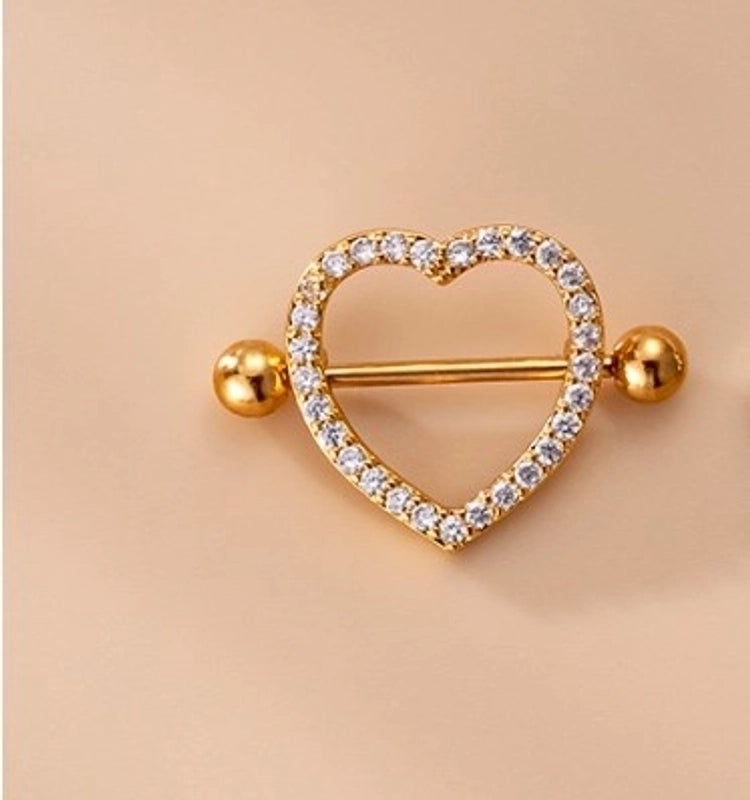 1 Piece Nipple Rings & Studs Fashion Heart Shape Wings 316L Stainless Steel  Copper Plating Zircon