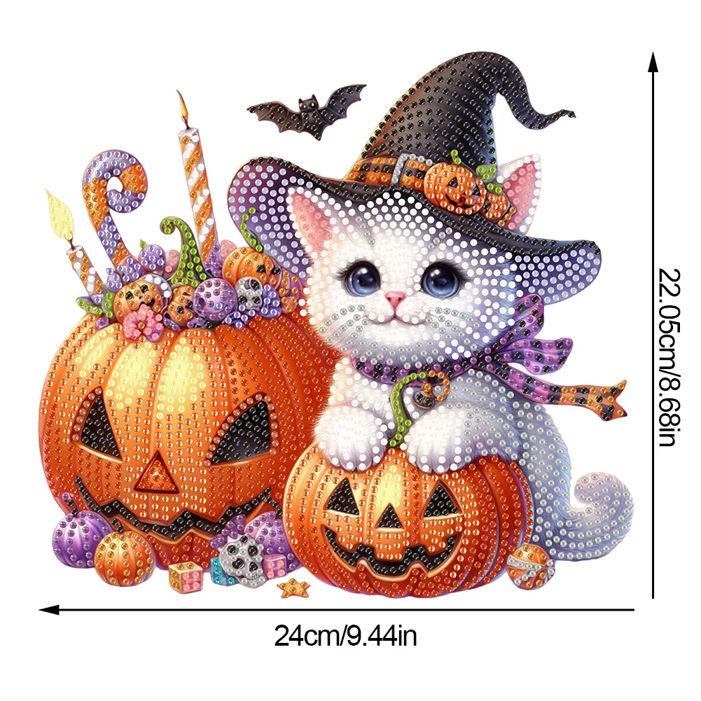 Acrylic Halloween Cat Diamond Painting Desktop Decorations for Home Office Decor