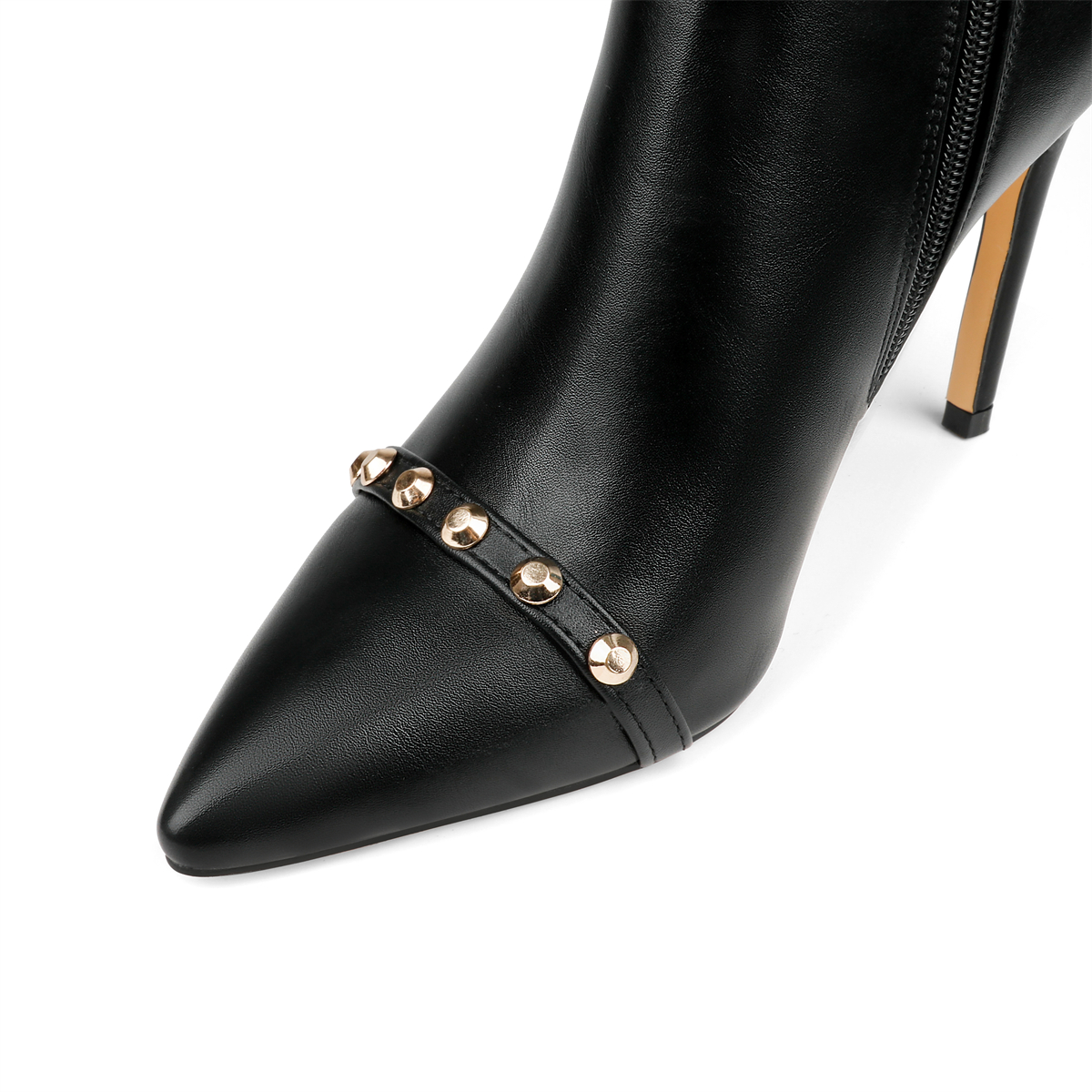 100mm Fashion Zipper Leather High Heels Knee Boots-MERUMOTE